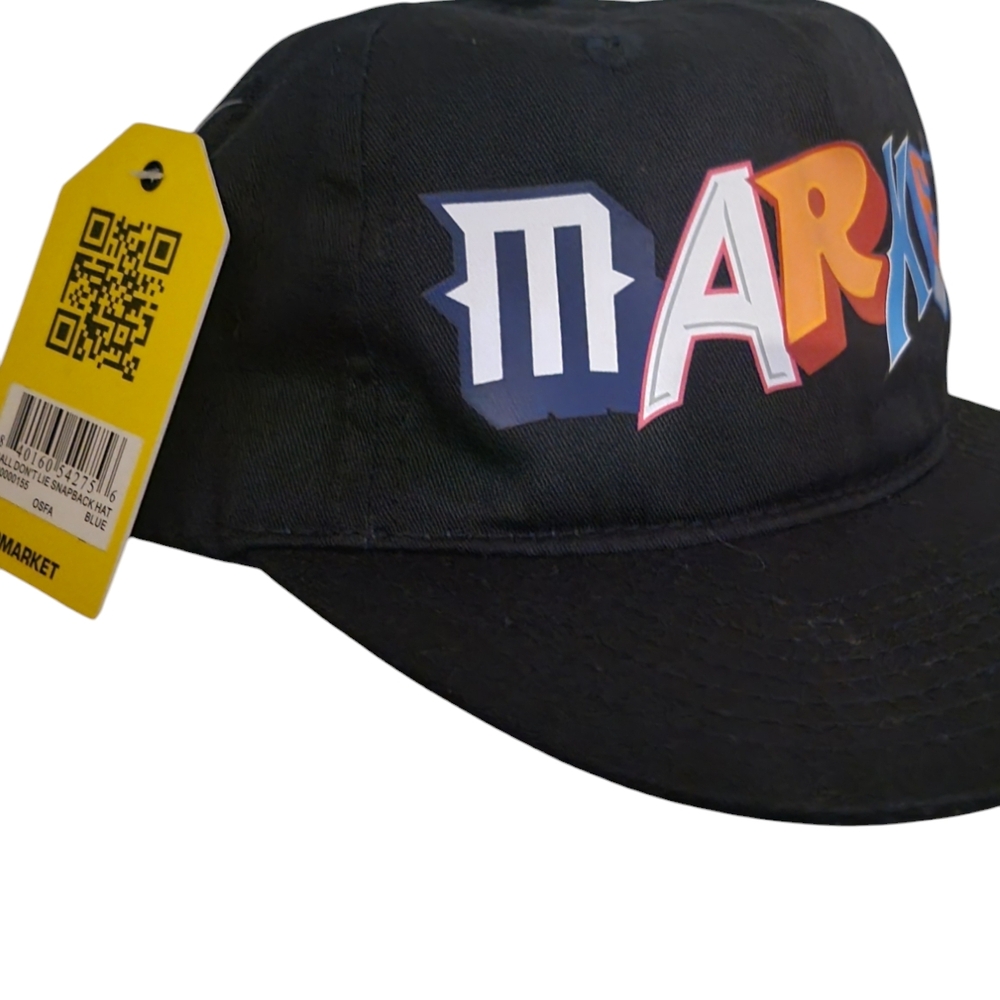 Market Black and Orange Hat with Colorful Text